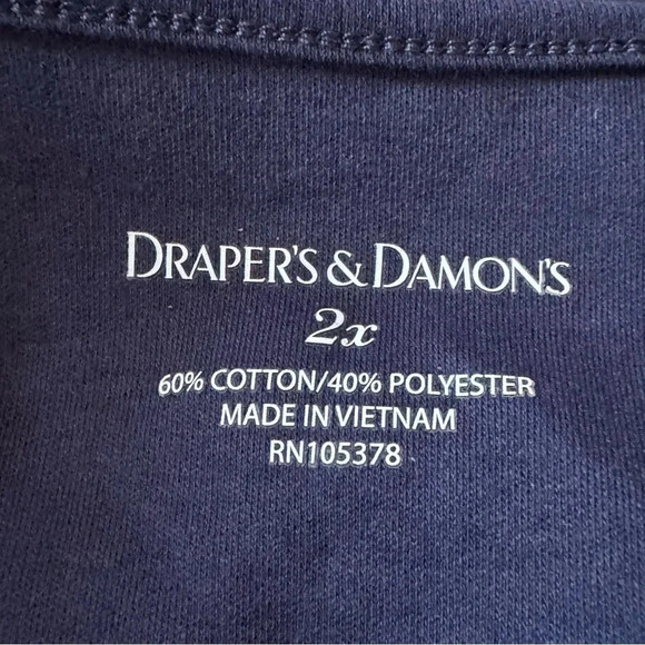 Drapers & Damons 2X Tank Top Shirt Navy Blue Scoop Neck Sleeveless Cotton Blend - Picture 4 of 5